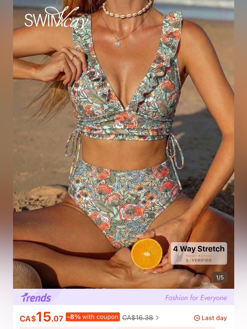 NWT four SHEIN women’s bikinis size XL (12) high waisted - Picture 7 of 10